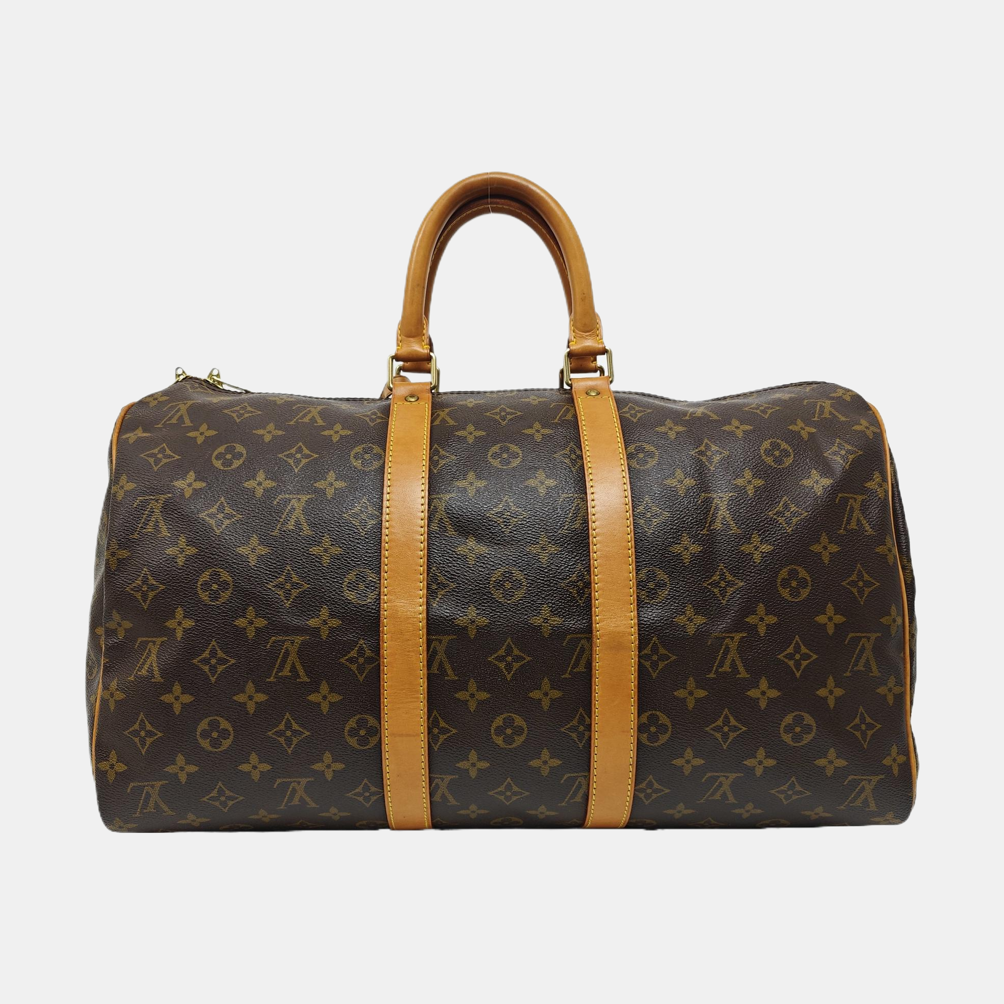 KEEPALL 45 Monogram Coated Canvas Brown