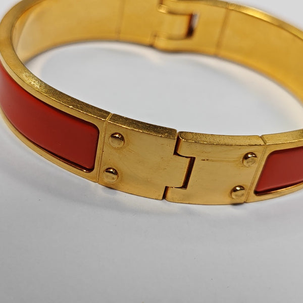 Enamel Hinged Bracelet Metal Gold Bangle