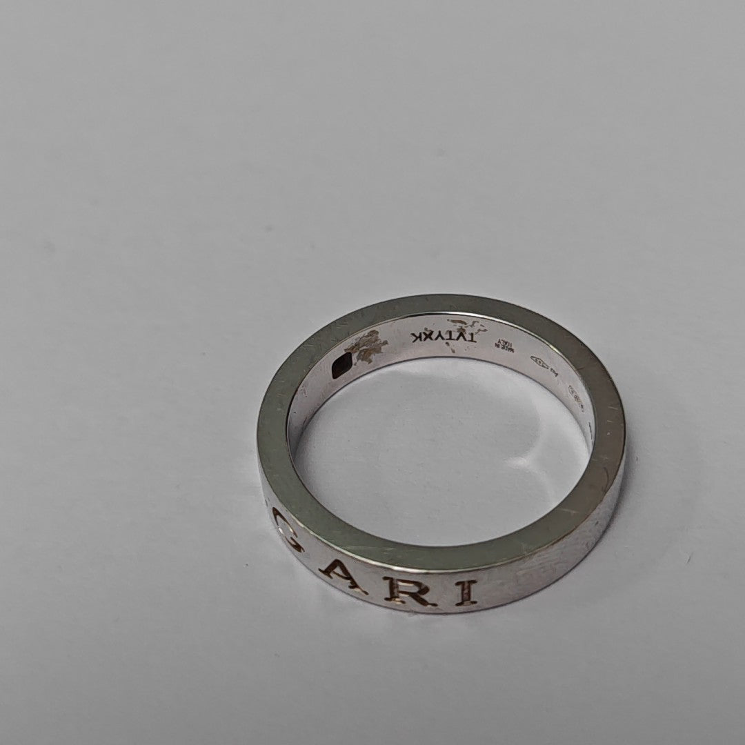 B.ZERO1 18k White Gold Silver Ring EU 57