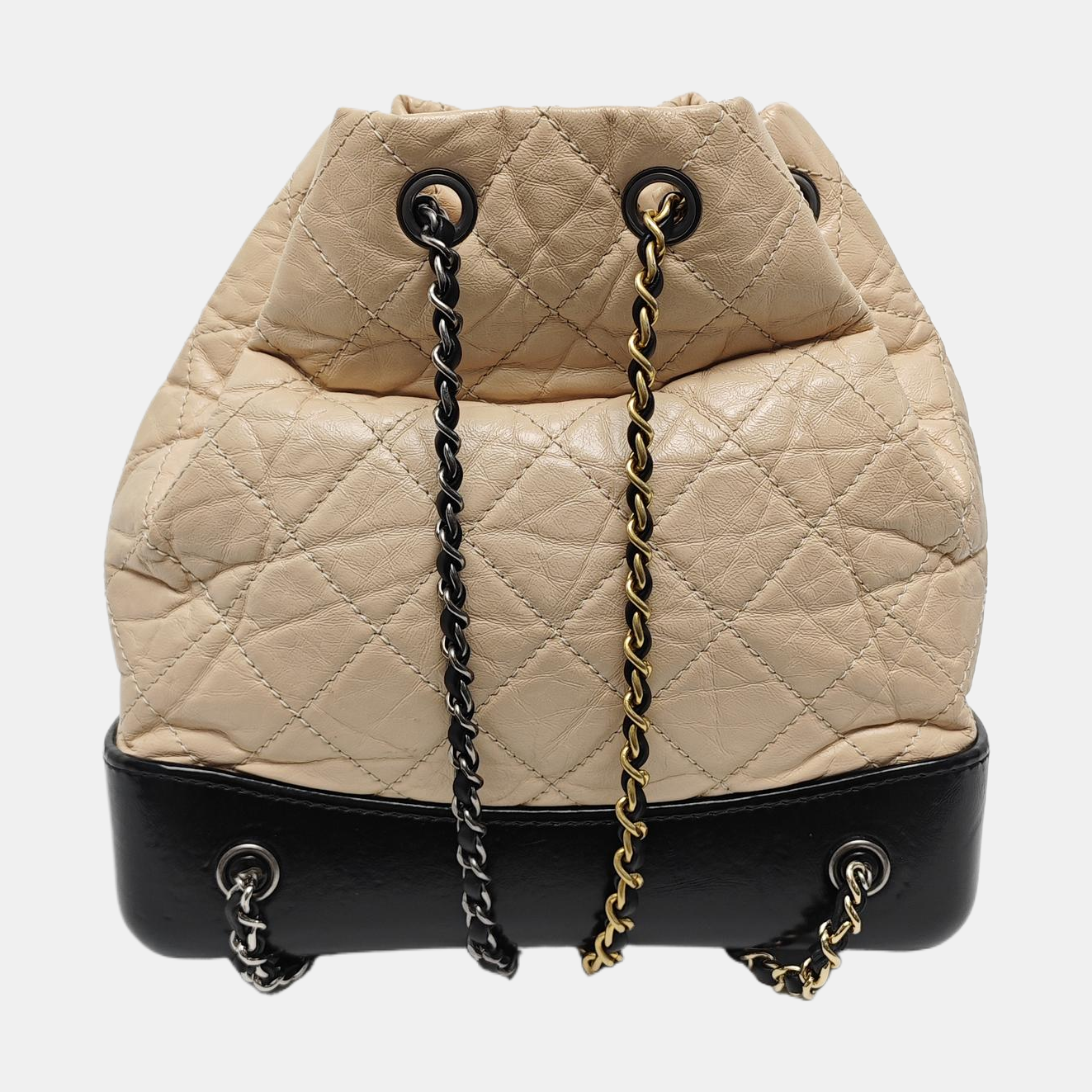 GABRIELLE Small Quilted Calfskin Beige