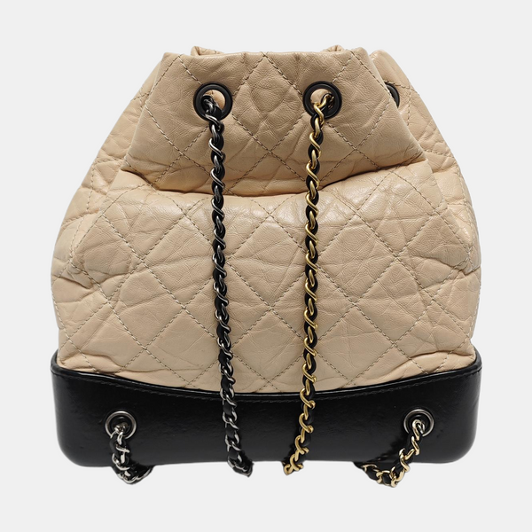 GABRIELLE Small Quilted Calfskin Beige