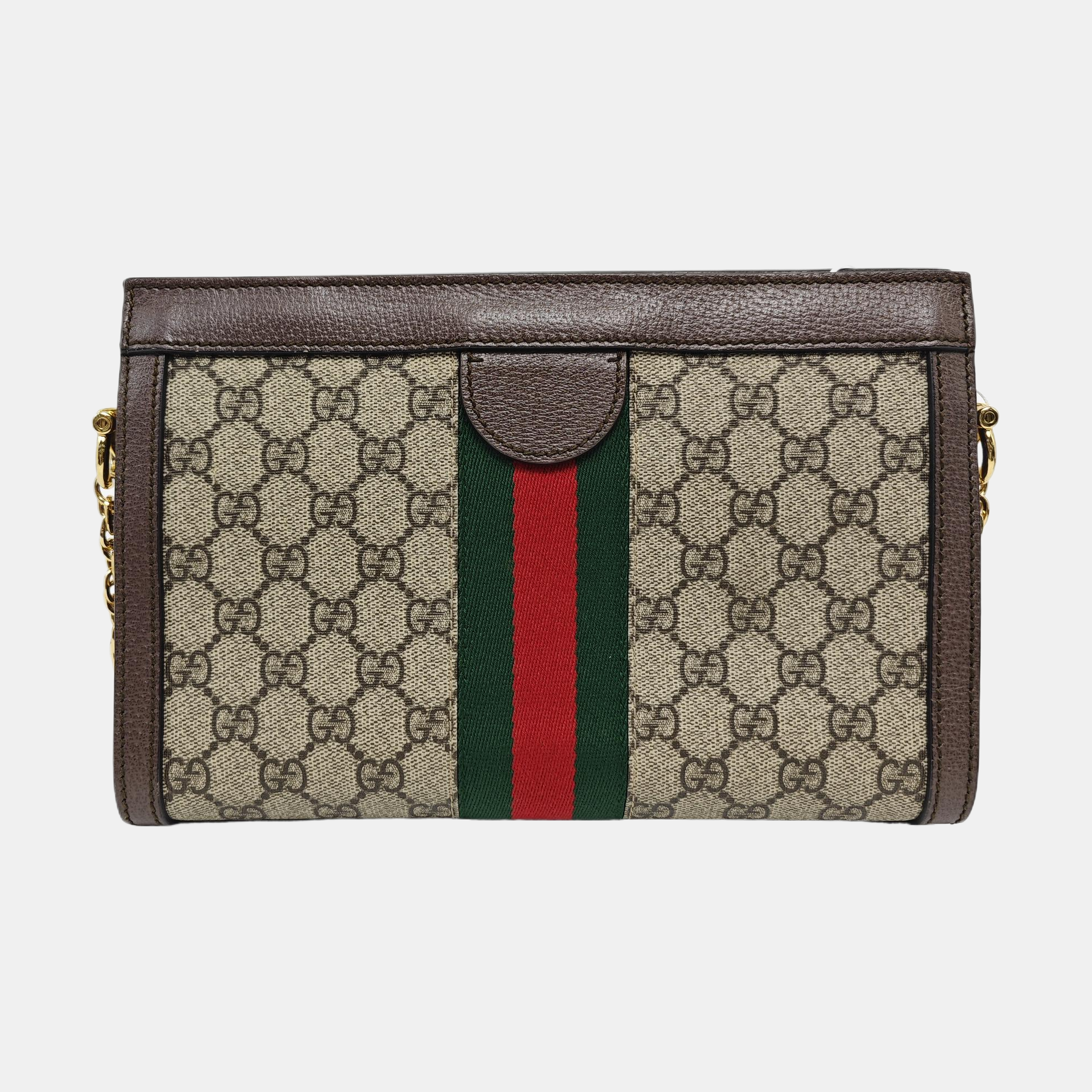 Ophidia Small Monogram Coated Canvas Beige