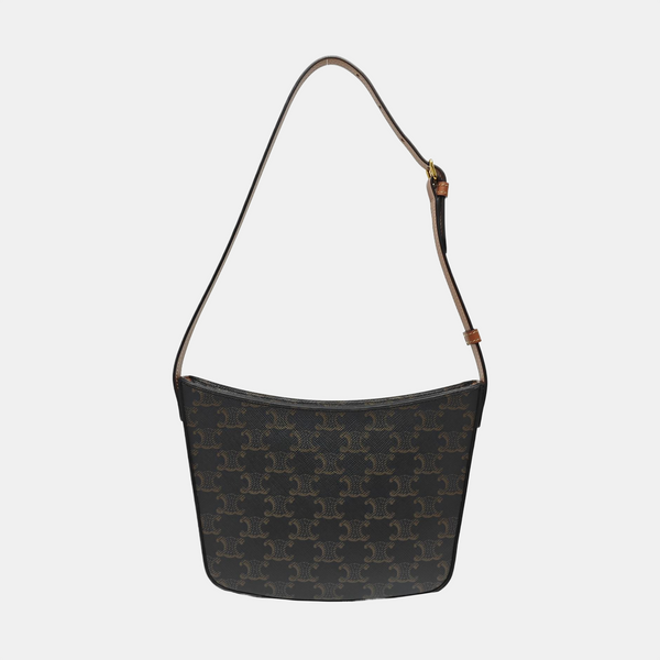 Coated Canvas Top Handle Bag Medium Brown
