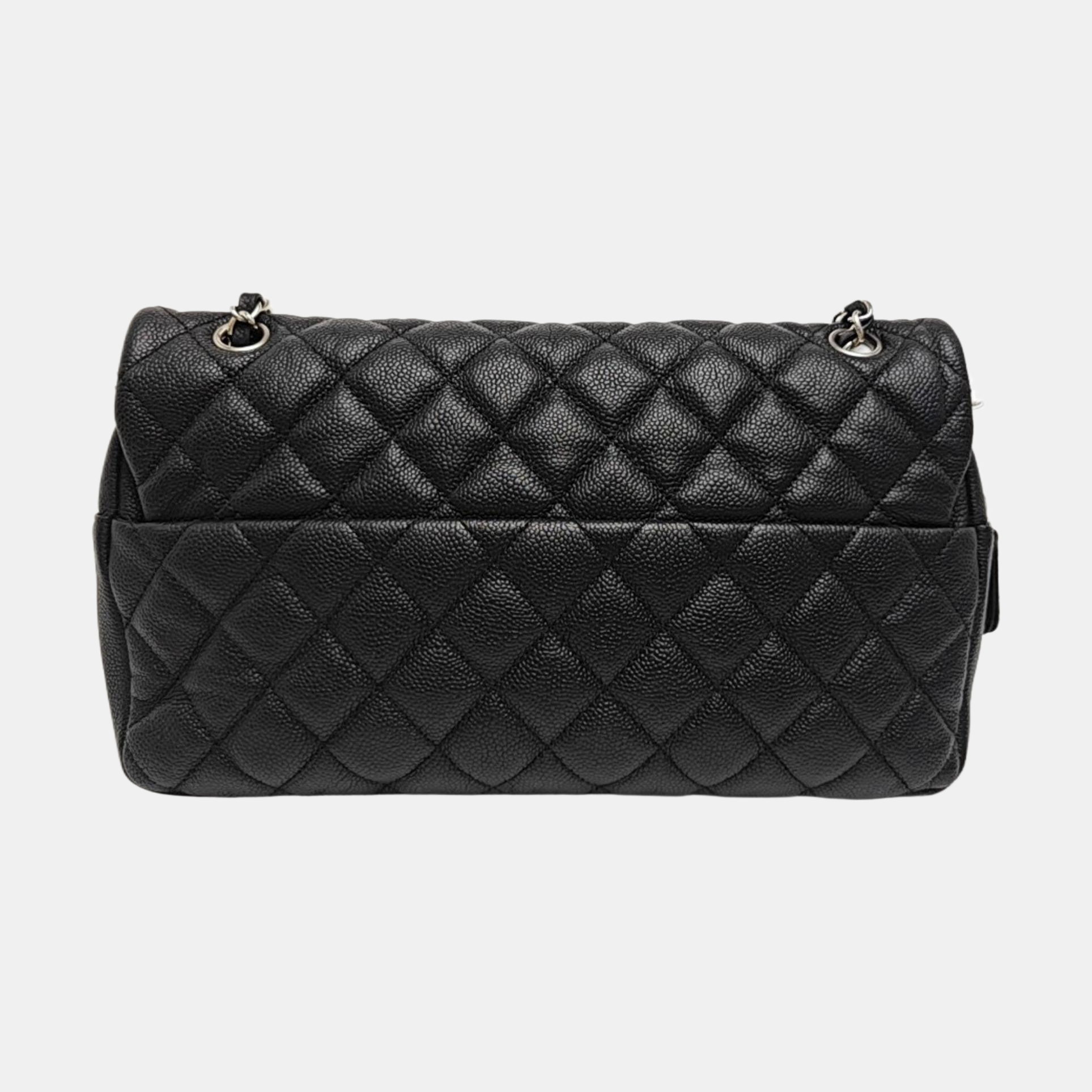 Large Quilted Grained Calfskin Black