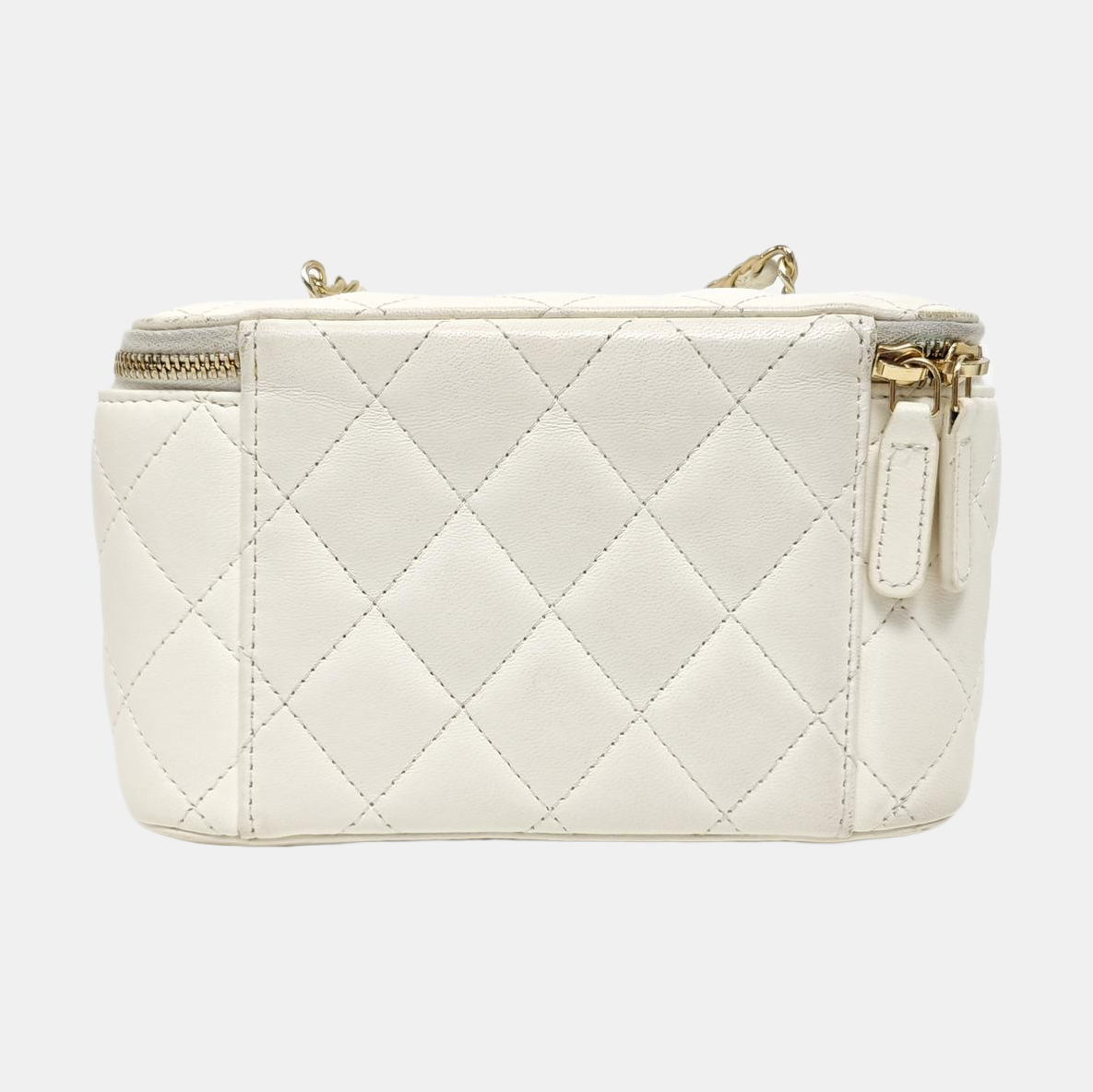 VANITY CASE Small Quilted Lambskin White