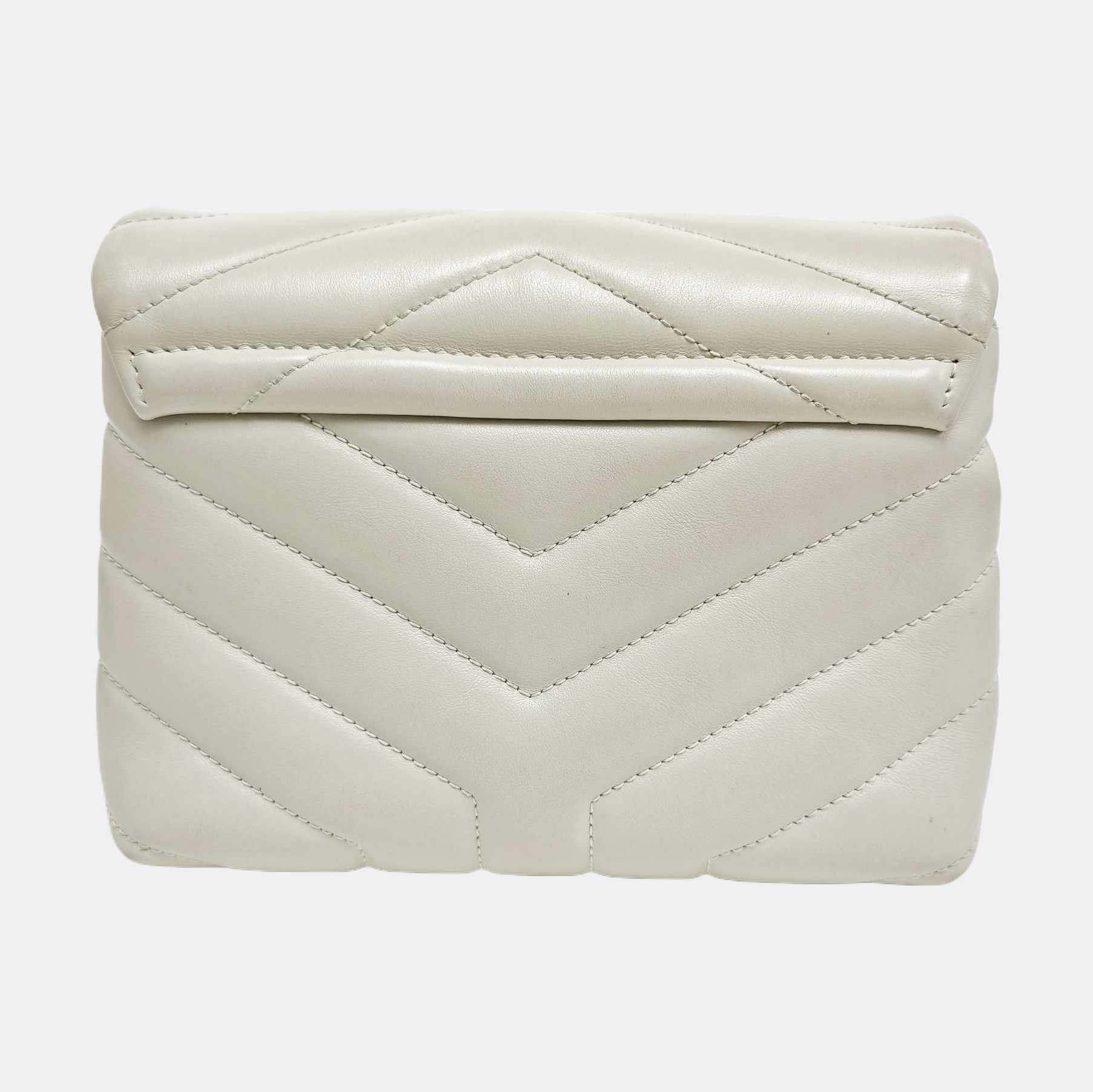 LOULOU Extra Small Chevron Calfskin White