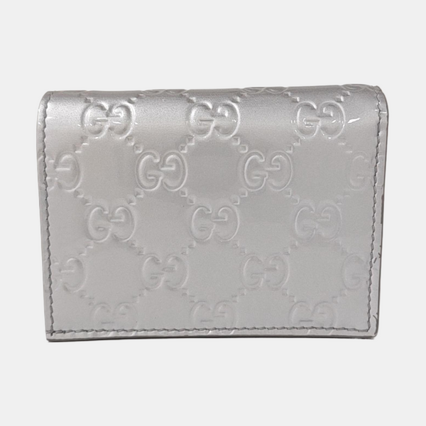 Signature Monogram Patent Leather Silver Wallet