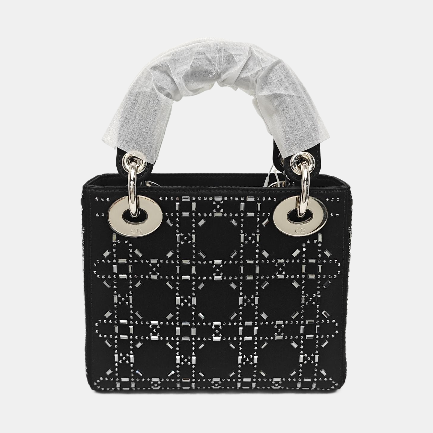 Lady Dior Mini Cannage Silk Satin Black