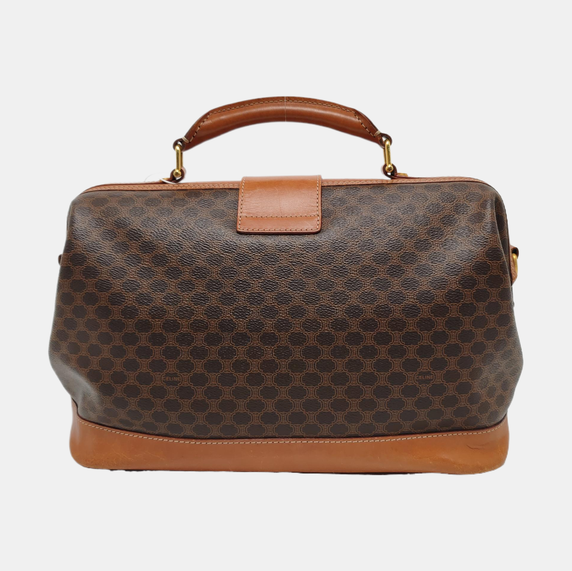 Coated Canvas Top Handle Bag Brown
