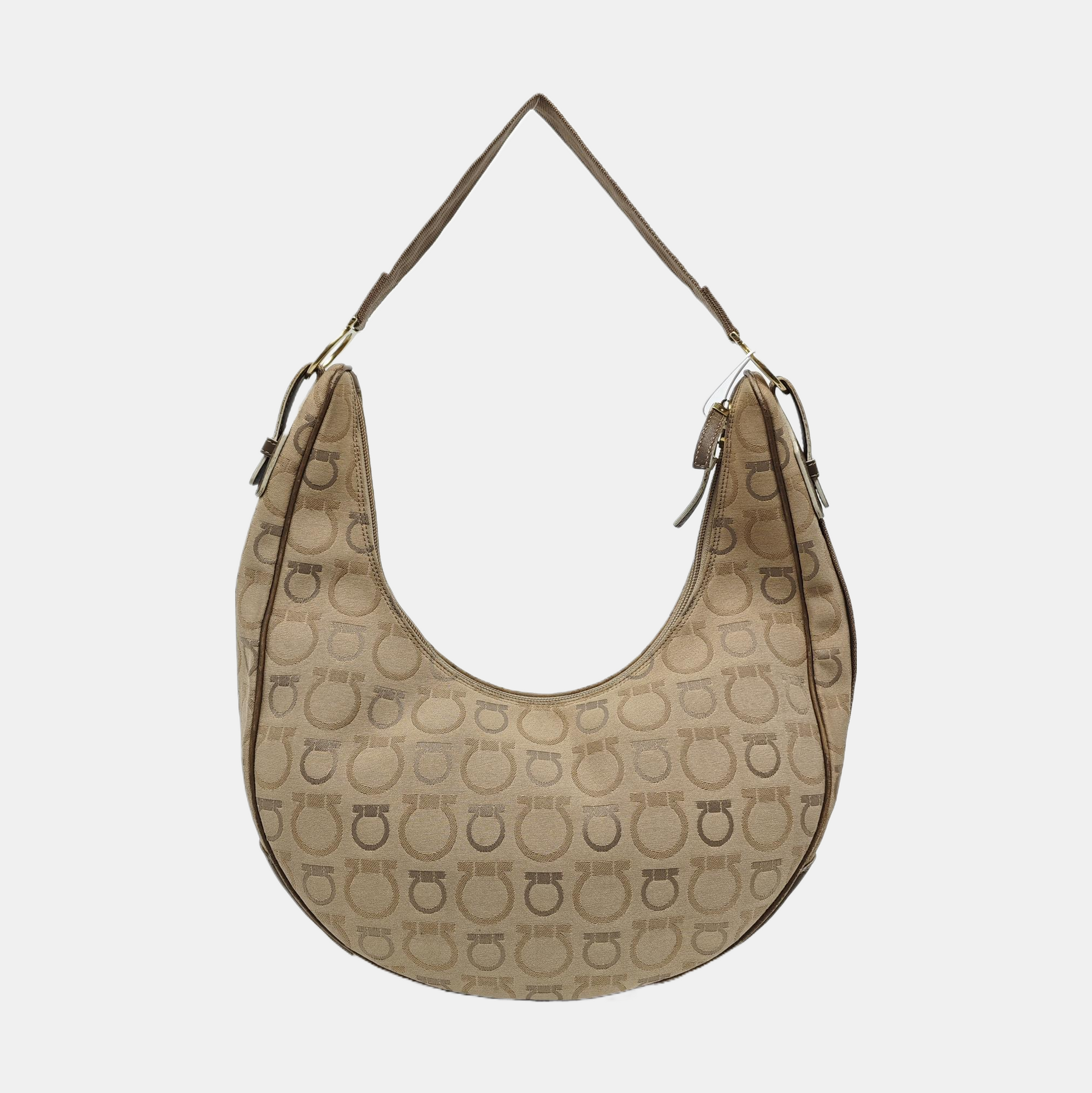 Coated Canvas Top Handle Bag Brown