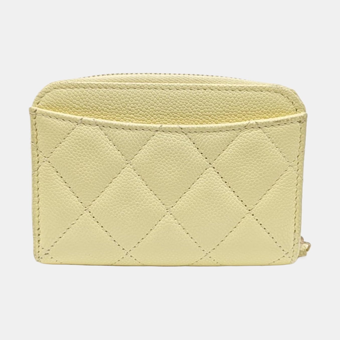 Quilted Grained Calfskin Card Holder Yellow