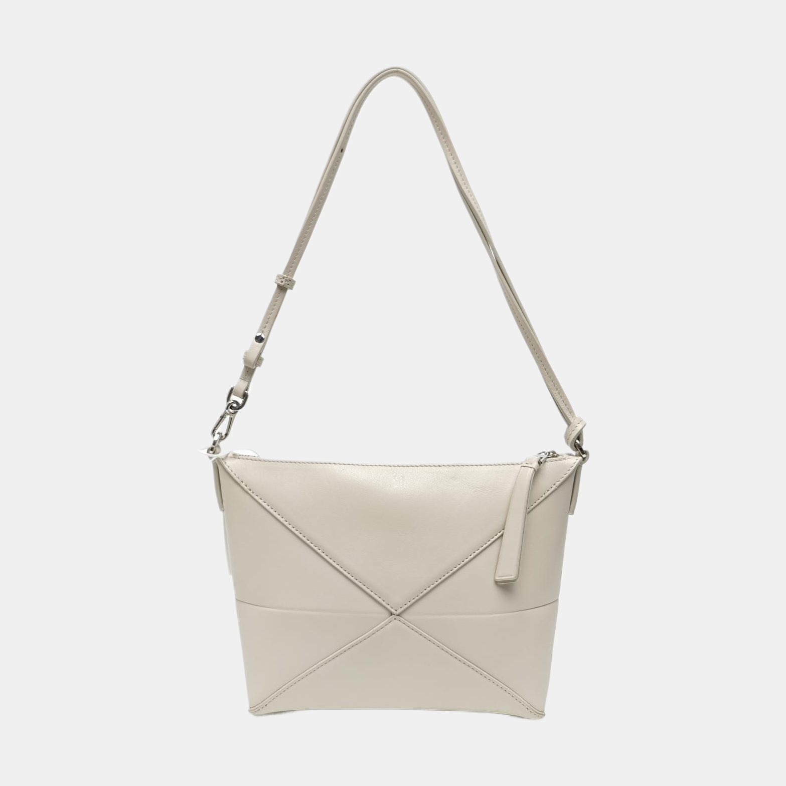 Puzzle Fold Mini Quilted Calfskin White