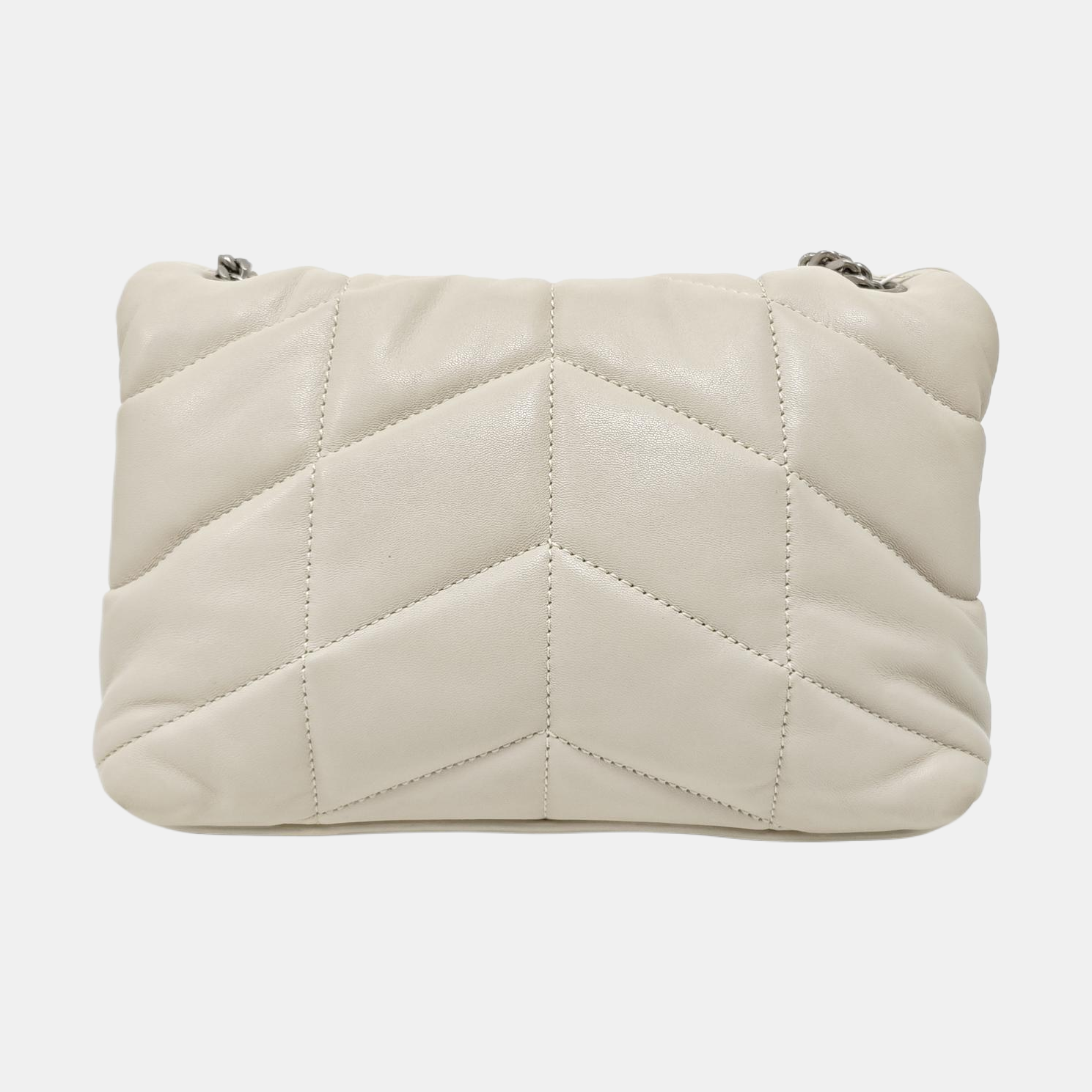 PUFFER Mini Chevron Lambskin White