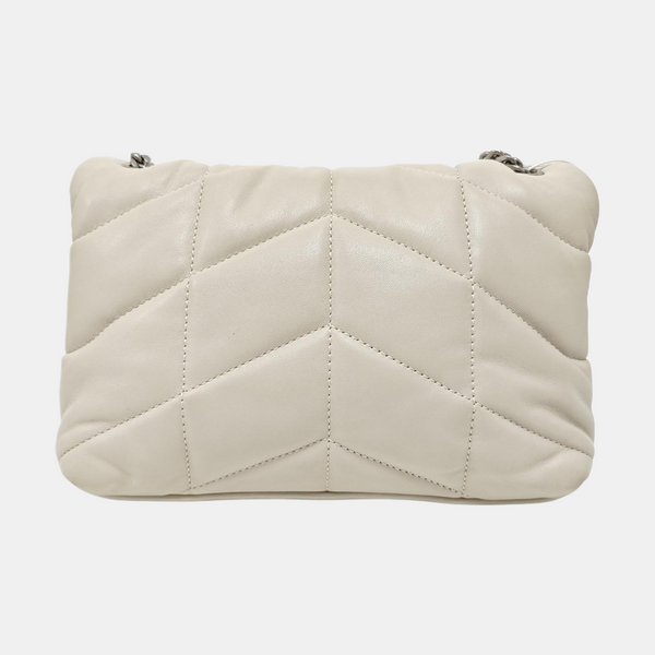 PUFFER Mini Chevron Lambskin White