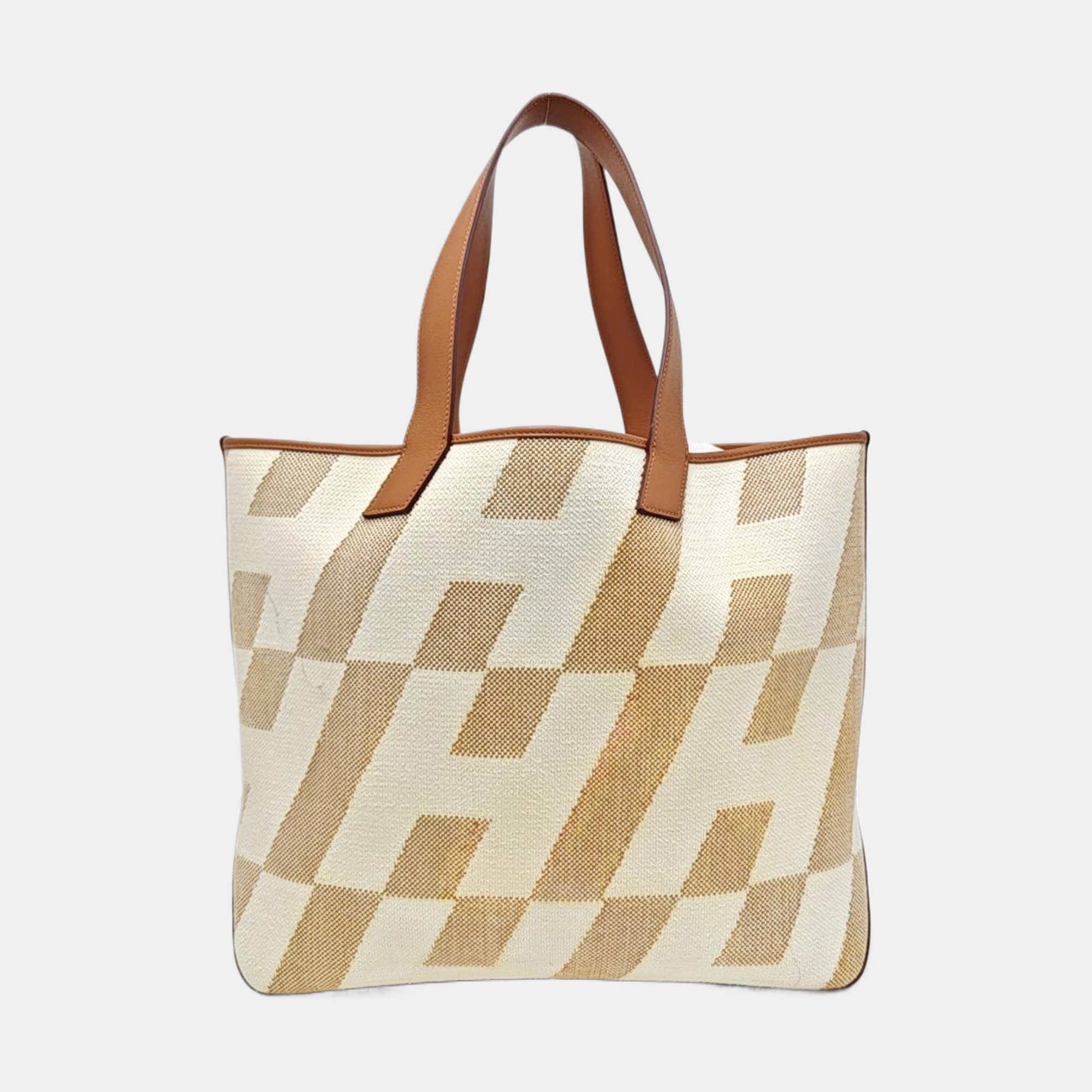 Cabas H En Biais Fabric White