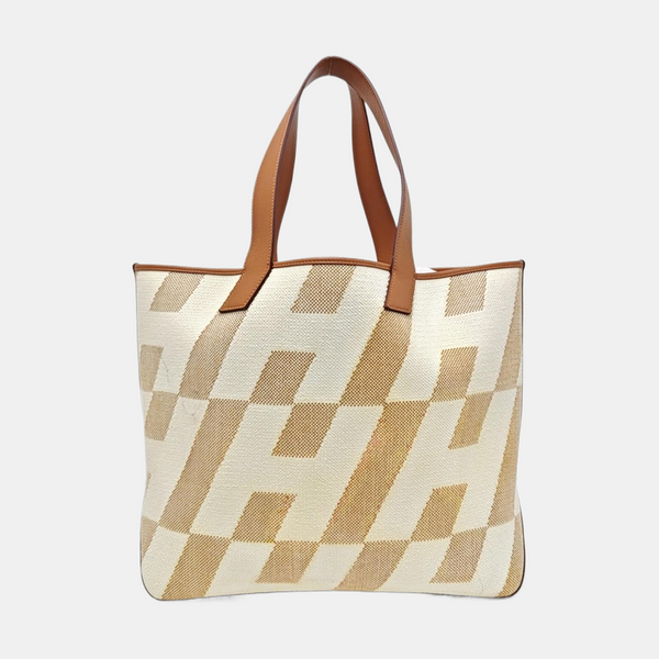 Cabas H En Biais Fabric White