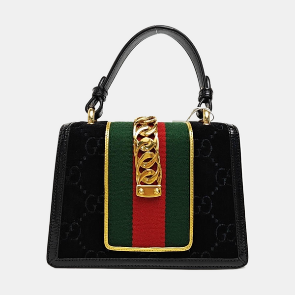 Sylvie Mini Monogram Velvet Black