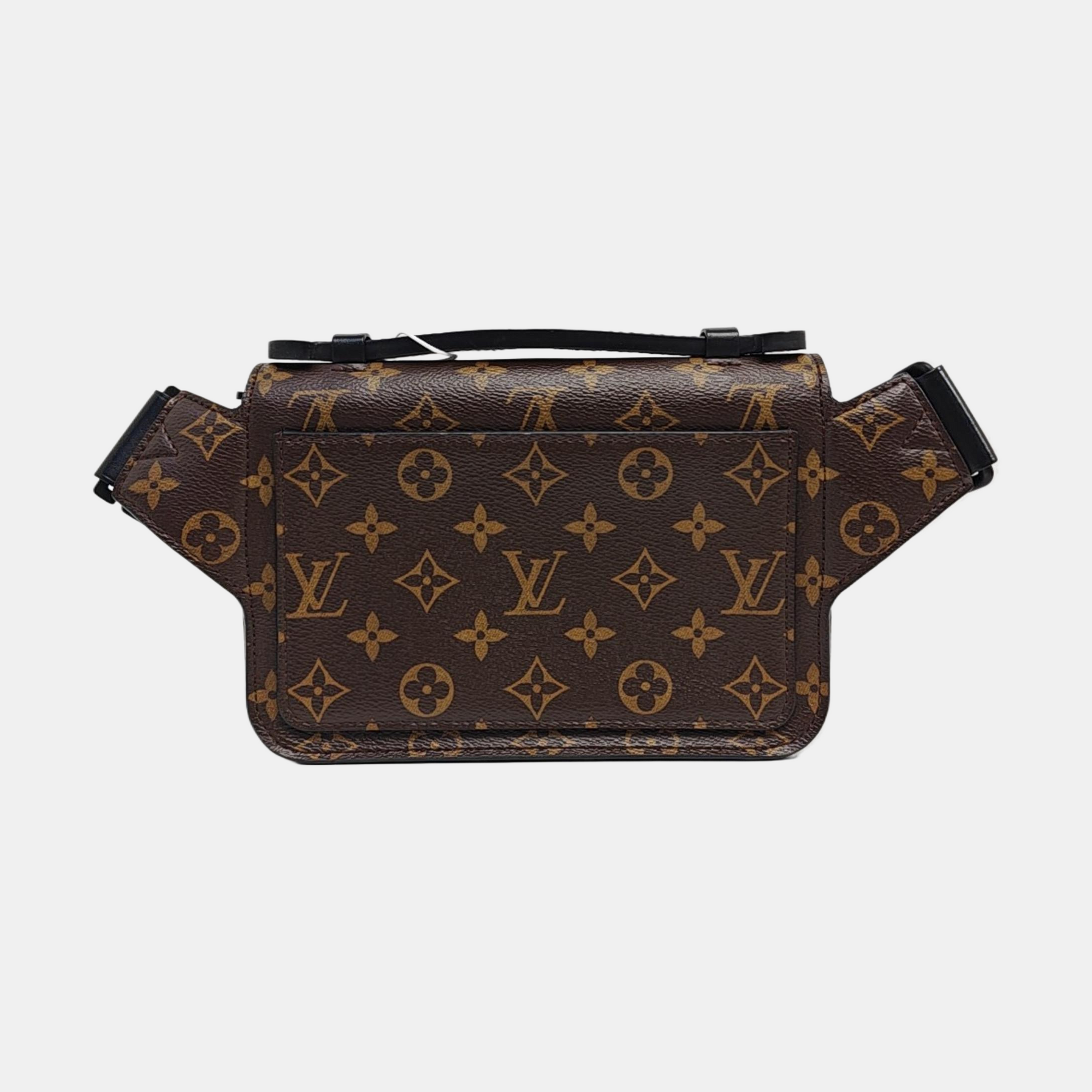 S LOCK Monogram Coated Canvas Brown