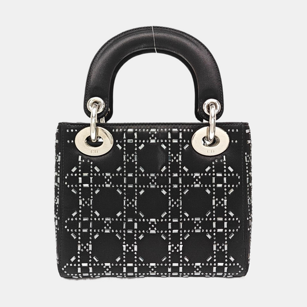 Lady Dior Mini Cannage Silk Satin Black