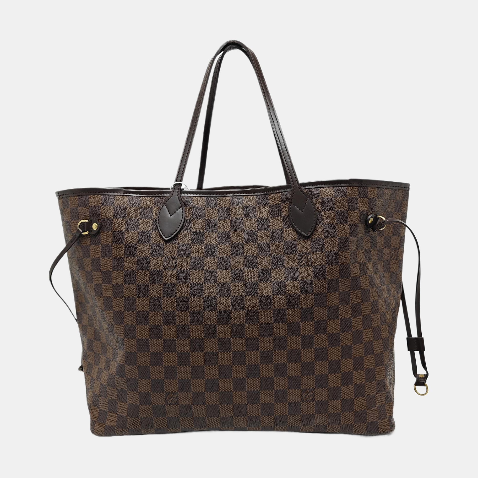 NEVERFULL GM Damier Ebene Coated Canvas Brown