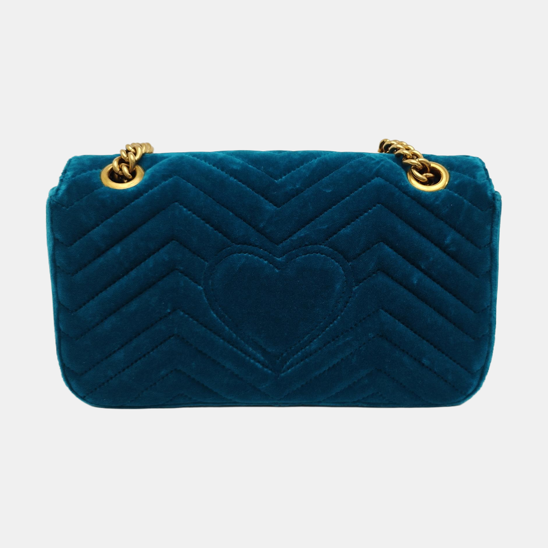 GG Marmont Medium Quilted Velvet Blue