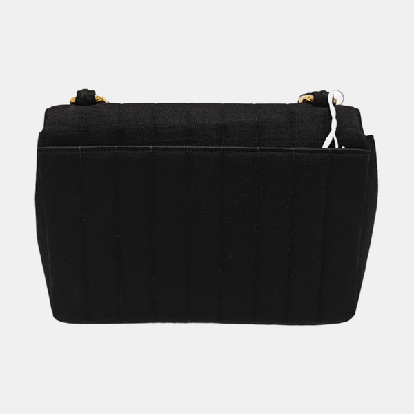 Quilted Fabric Shoulder Bag Black