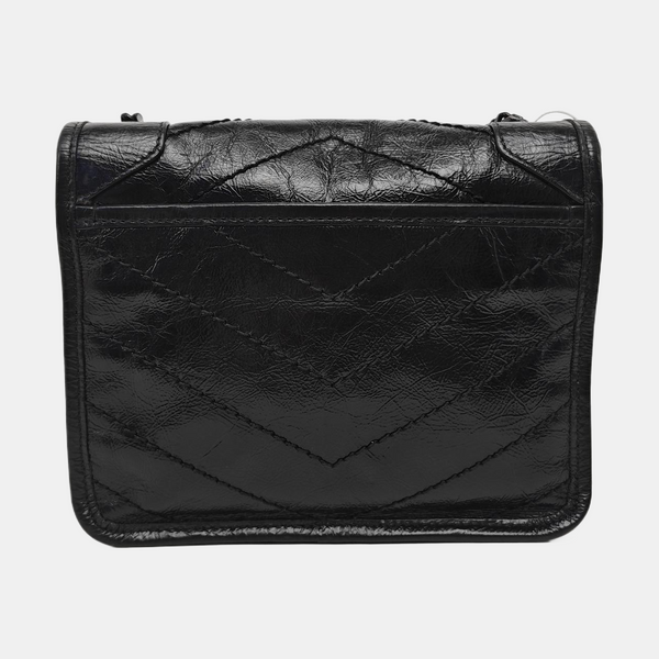 NIKI Mini Chevron Calfskin Black