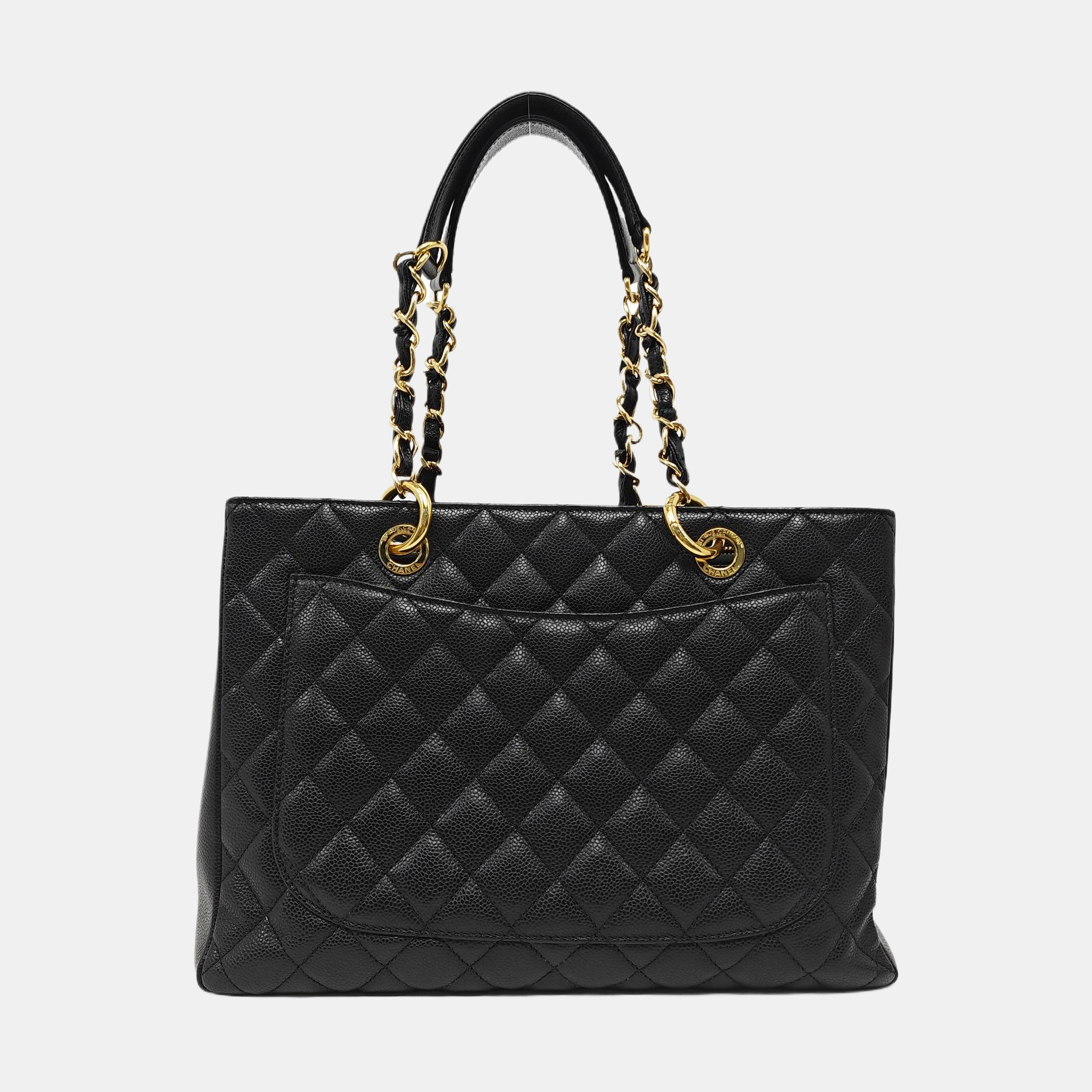 CHANEL GST Large Quilted Grained Calfskin Black