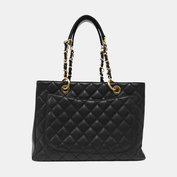 CHANEL GST Large Quilted Grained Calfskin Black