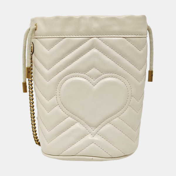GG Marmont Mini Quilted Calfskin White