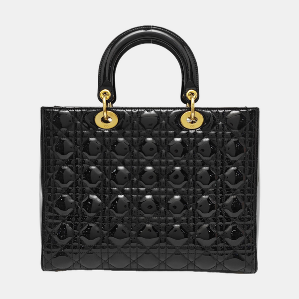 Lady Dior Grande Cannage Charol Negro