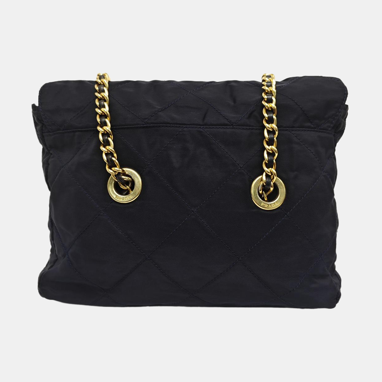 Quilted Nylon Shoulder Bag Blue