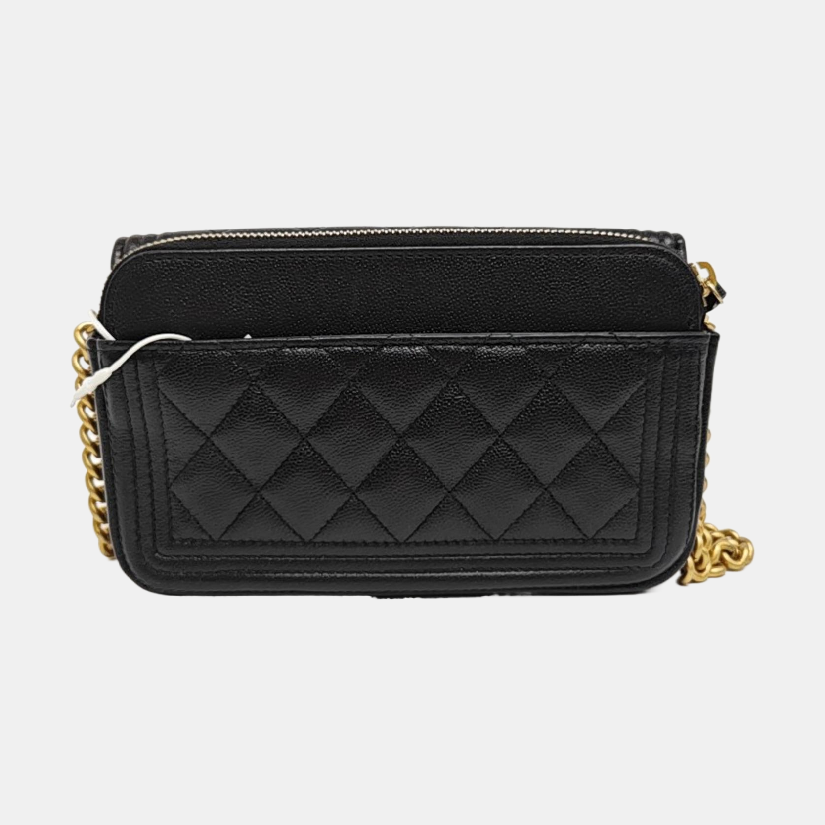 BOY CHANEL Mini Quilted Grained Calfskin Black