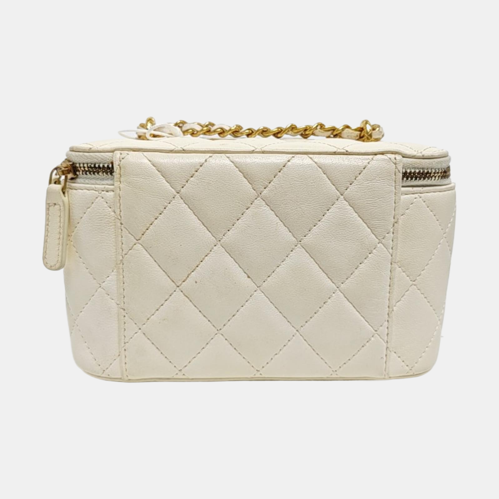 VANITY CASE Small Quilted Lambskin White