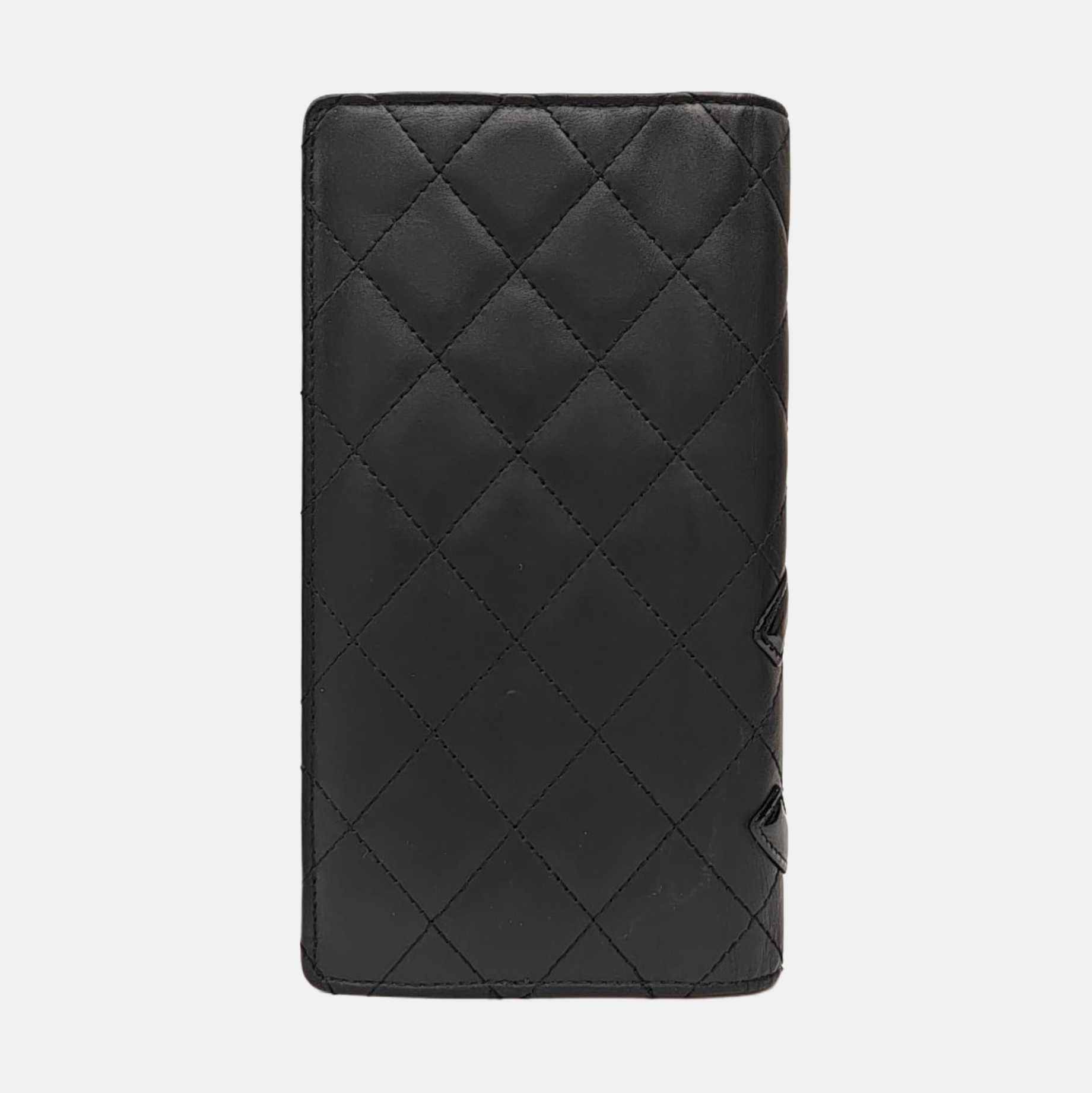 CAMBON Quilted Calfskin Black Wallet