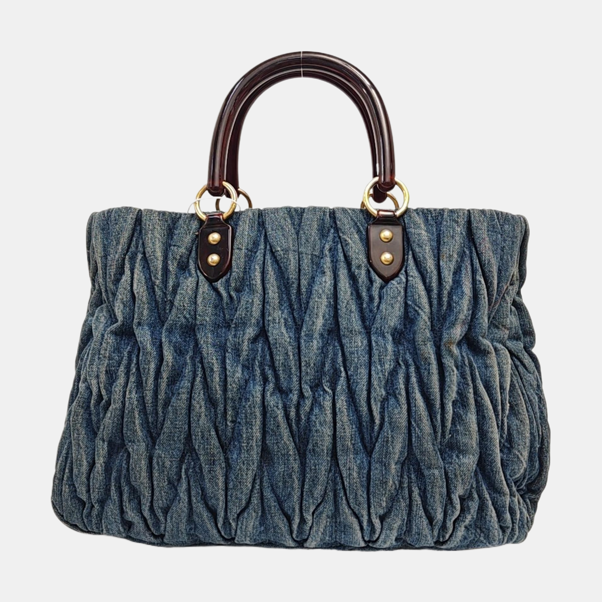 Quilted Denim Tote Bag Blue