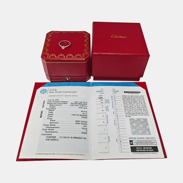 SOLITAIRE 1895 Platinum 950 Silver Ring EU 49