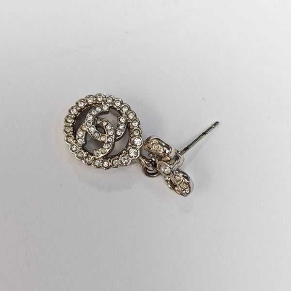 CC Logo Metal Silver Stud Earrings