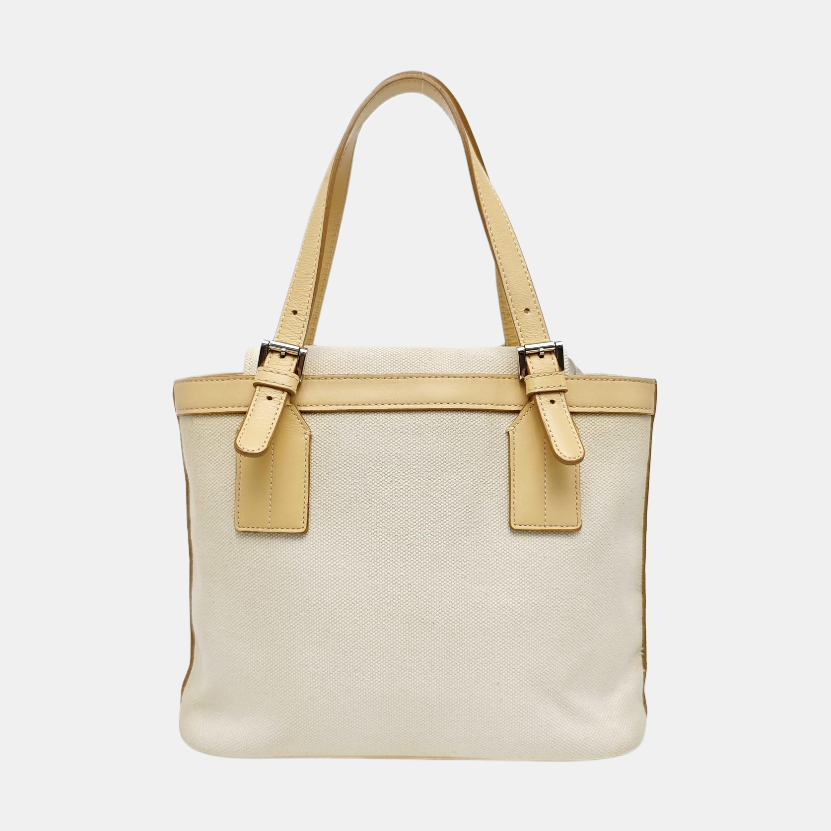 Canvas Top Handle Bag White