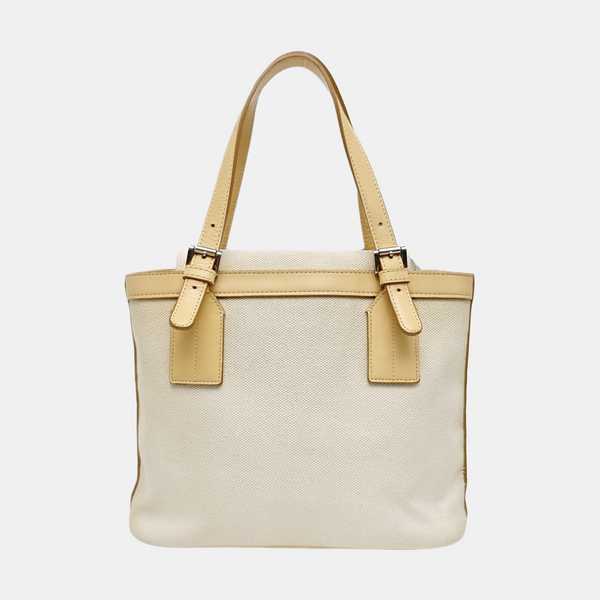 Canvas Top Handle Bag White