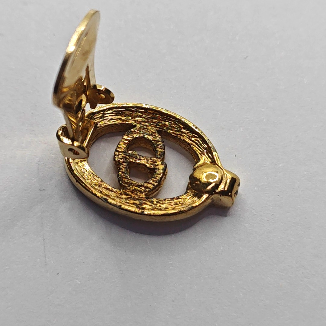 Petit CD Metal Gold Clip On Earrings