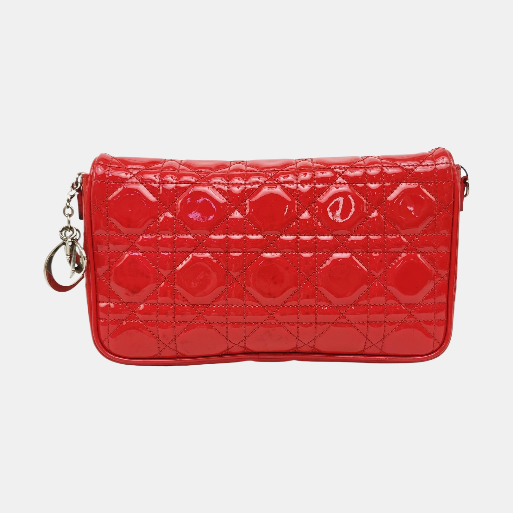 Lady Dior Small Quilted Patent Leather Red