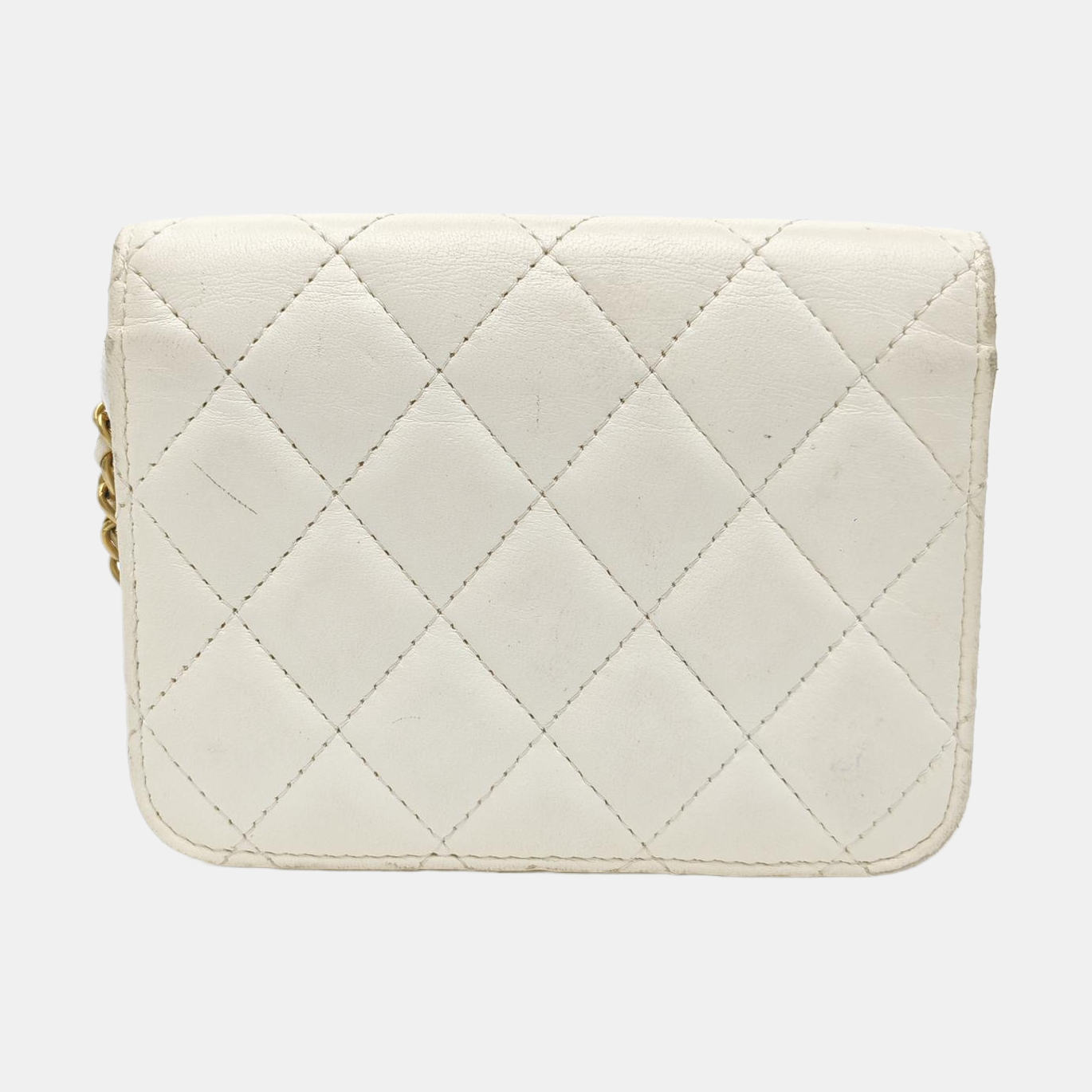 Quilted Lambskin Shoulder Bag White