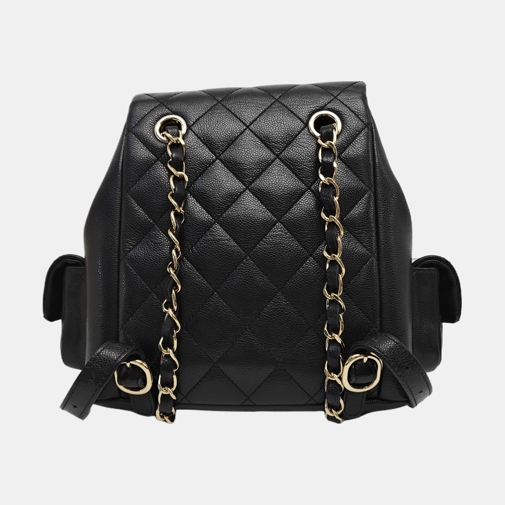 Quilted Grained Calfskin Backpack Small Black