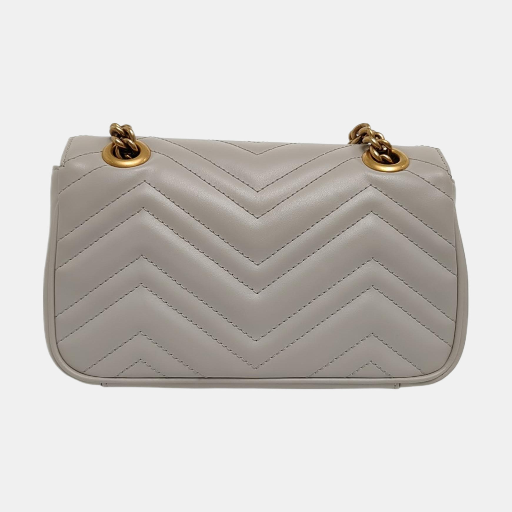GG Marmont Small Quilted Calfskin Gray