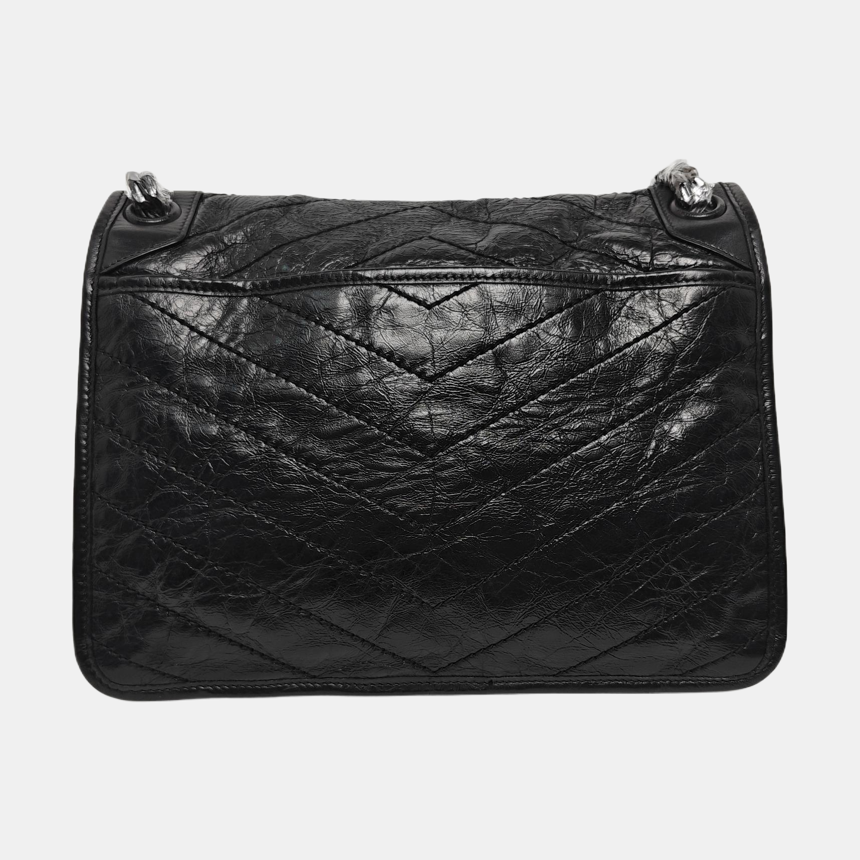 NIKI Medium Chevron Calfskin Black