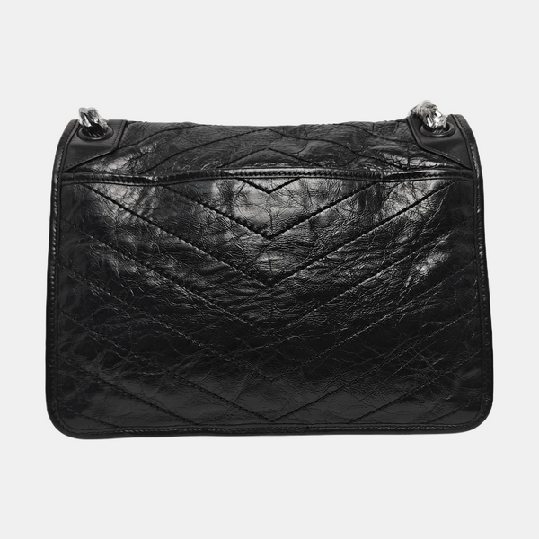 NIKI Medium Chevron Calfskin Black