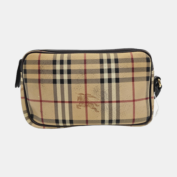 Coated Canvas Clutch Beige