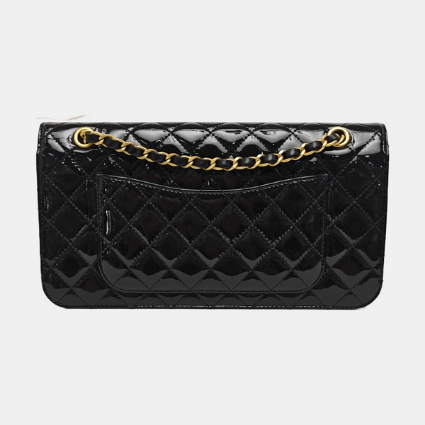 Quilted Patent Leather Shoulder Bag Black