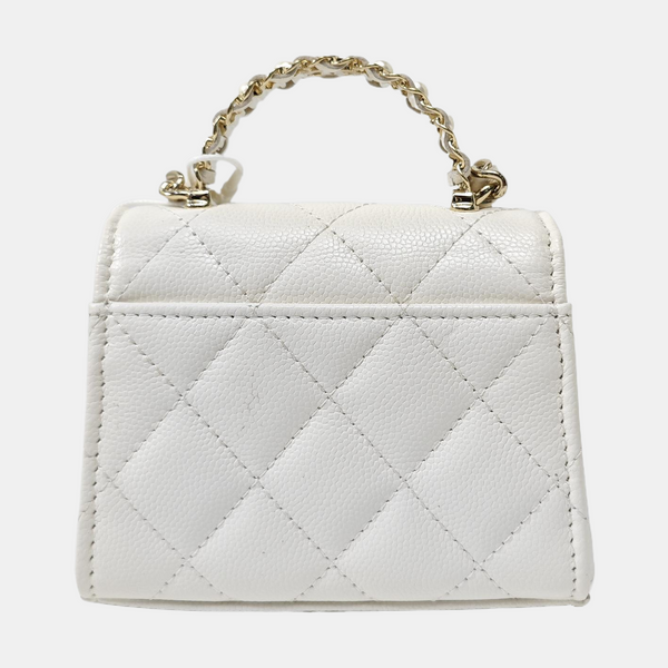 TRENDY CC Quilted Grained Calfskin White